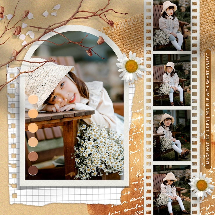 PSD psd social media vintage moodboard mockup della cornice