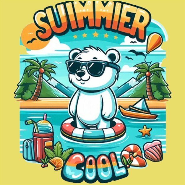 PSD psd sommer-strand-t-shirt-design summer-ansicht isoliert auf dem hintergrund