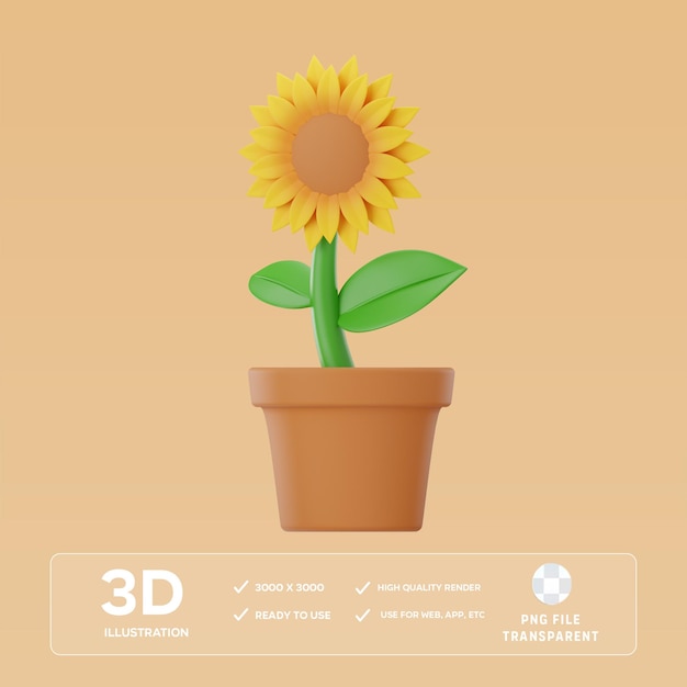 PSD Sonnenblume 3D-Illustration