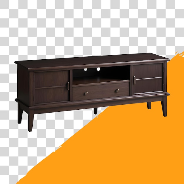 psd soporte de TV de madera negro aislado en fondo transparente png