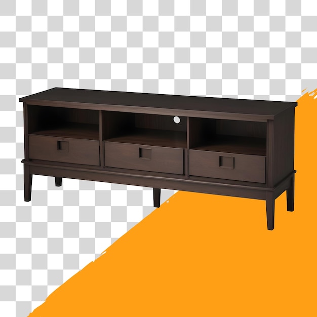 psd soporte de TV de madera negro aislado en fondo transparente png