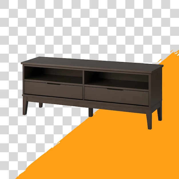 psd soporte de TV de madera negro aislado en fondo transparente png