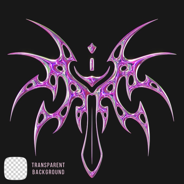 Psd spada metallica con forma di ali rendering 3D