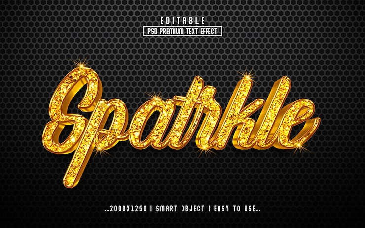 PSD psd sparkle 3d text efect editable (efecto de texto 3d que se puede editar)