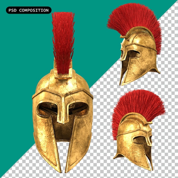 PSD Spartan Helmet isolado em 3D Ilustração de renderização