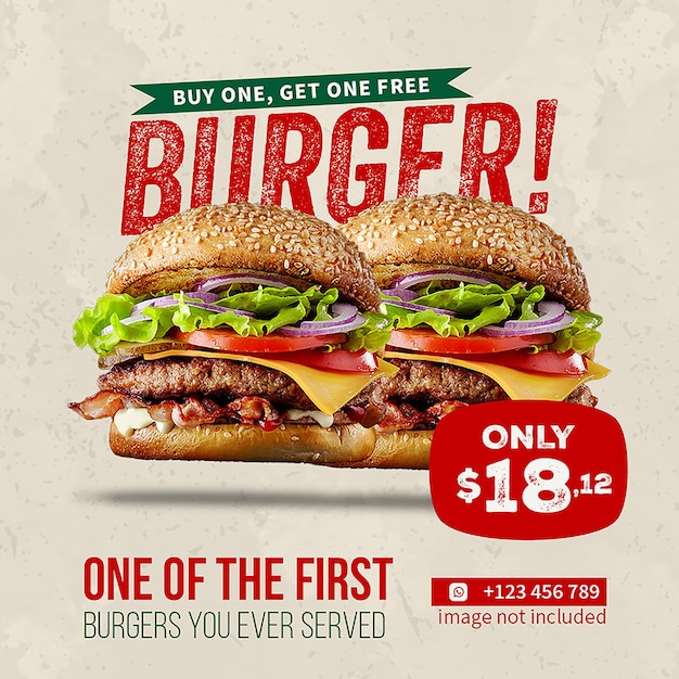 PSD Special Delicious Burger Collection Design-Konzept für soziale Medien Instagram-Post