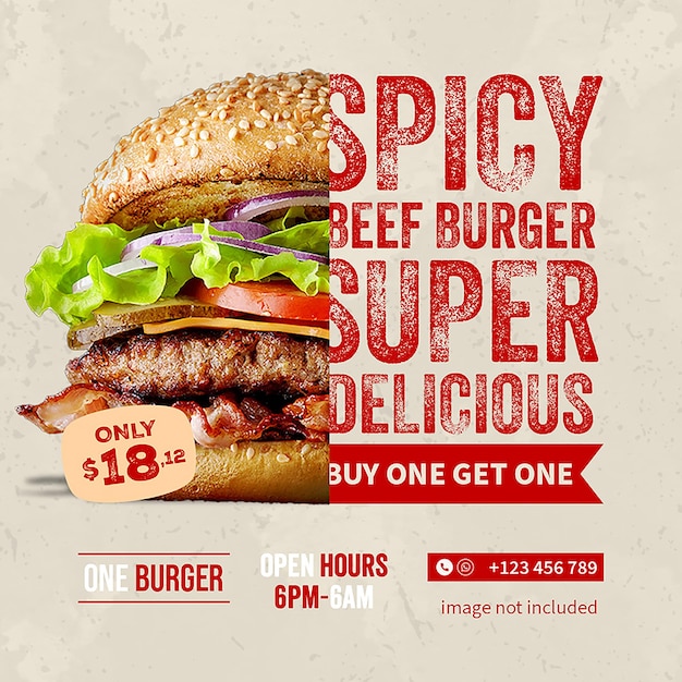PSD Special Delicious Burger Collection Design-Konzept für soziale Medien Instagram-Post