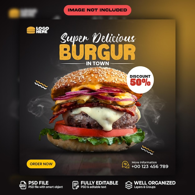 PSD-Spezielle Burger-Sozialmedien-Vorlage