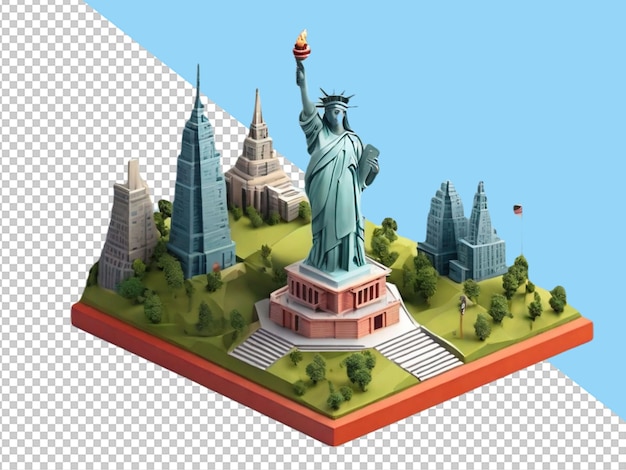 PSD psd d'une statue de la liberté en 3d sur un fond transparent