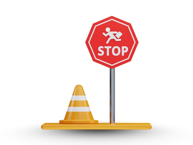 PSD Stop-Verkehrsschild-Symbol 3D-Rendering-Vektorillustration