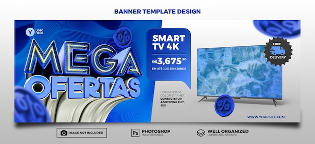 PSD Stories Mega Offer 3D render stamp design de modelo de mídia social com até 50 de desconto