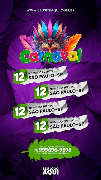 PSD psd story para redes sociais carnaval do brasil