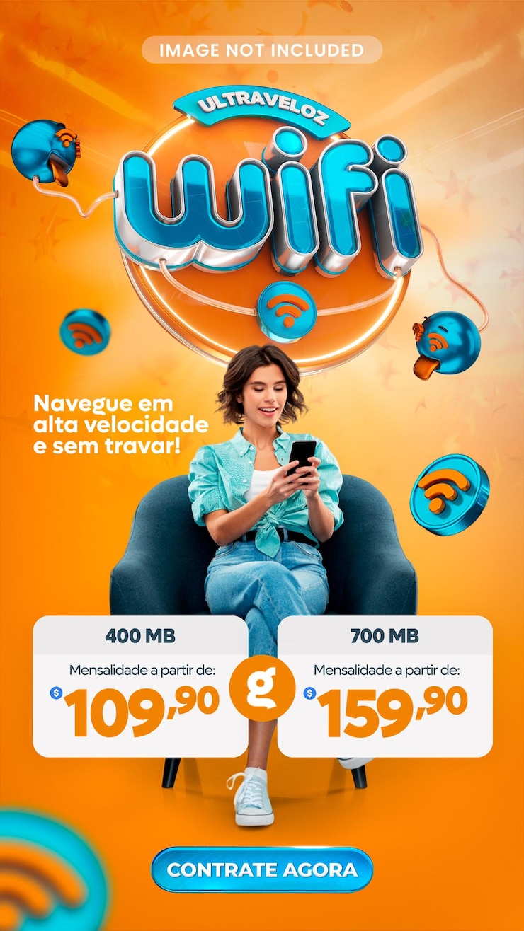PSD psd story wifi ultraveloz navegue em alta velocidade com selo 3d