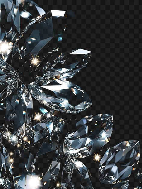 PSD psd strahlende diamanten wie kristalle, die in einem cluster angeordnet sind diamanten umrisse collage kunstrahmen glas