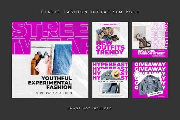 PSD Straßenmode Instagram-Post-Vorlage-Bundel