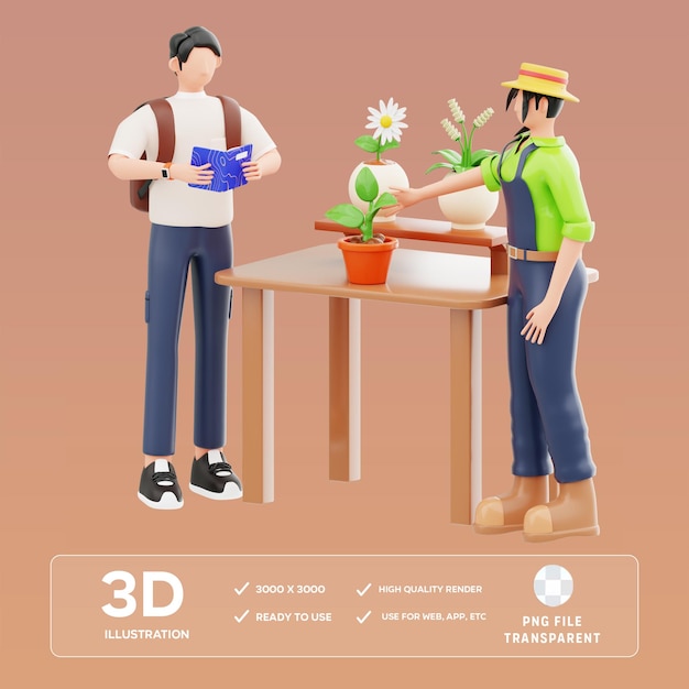 PSD Studi orticoli 3D Illustrazione