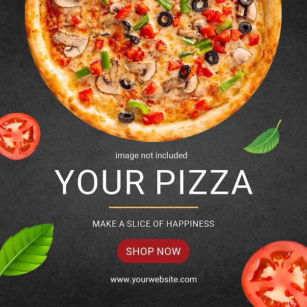 PSD Sua pizza em fundo preto modelo de postagem do Instagram