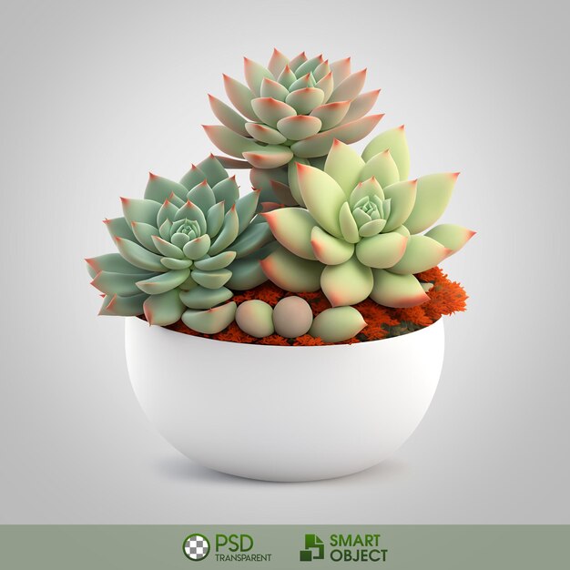 PSD psd succulente en pot fond transparent