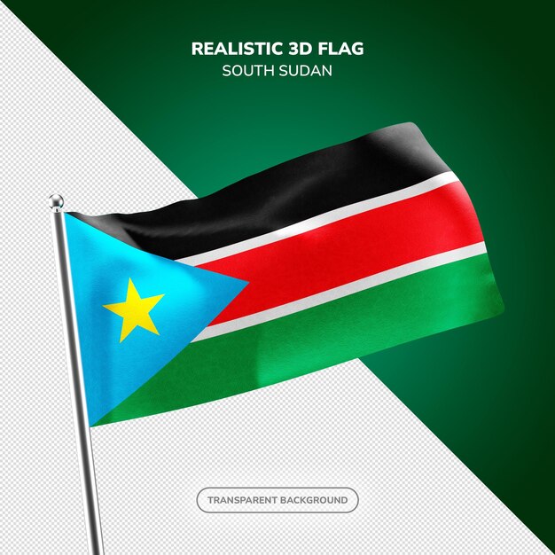 PSD Sudán del Sur renderización realista de la bandera en 3D