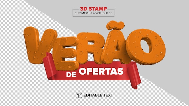 PSD psd summer 3d render em português em fundo transparente