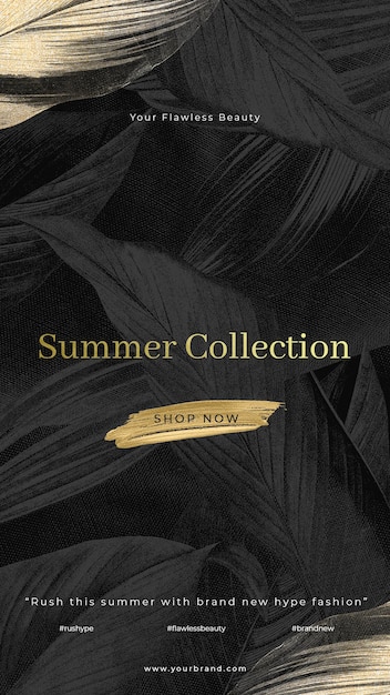 PSD Summer collection with leaf background instagram post template
