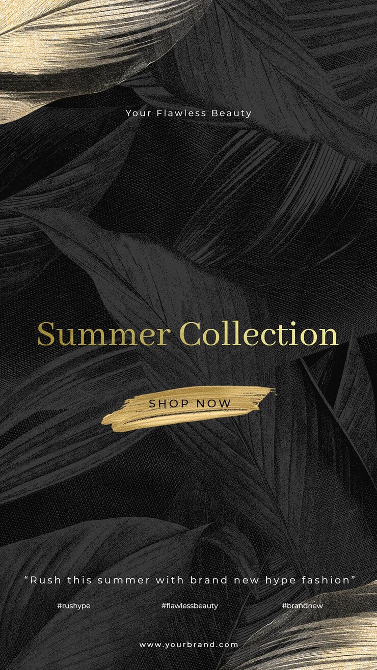 PSD psd summer collection with leaf background instagram post template