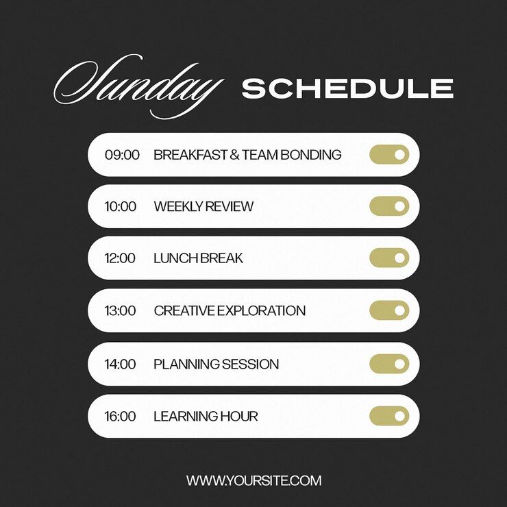 PSD psd sunday schedule agencia de marketing digital diseño para las redes sociales y la plantilla de publicaciones de instagram
