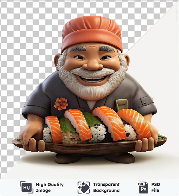 PSD psd con sushi fotográfico realista transparente chef39s sushi en un plato