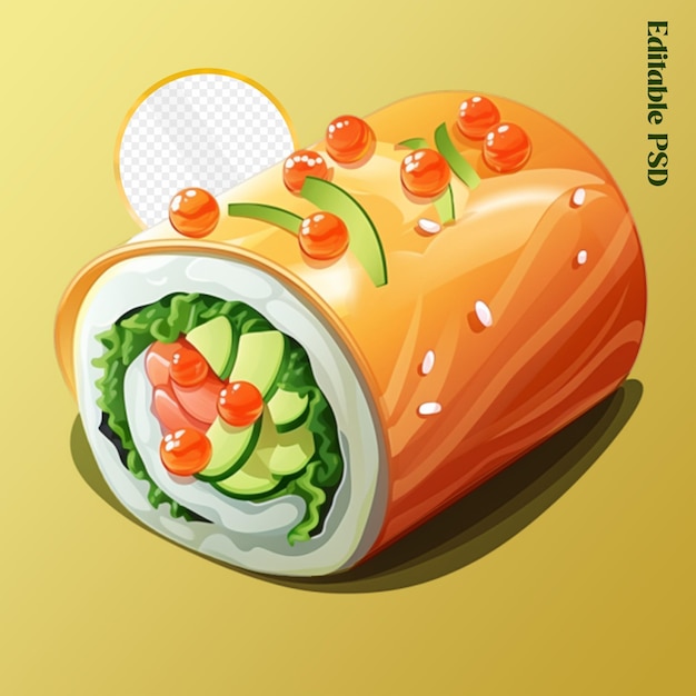 Psd-sushi isoliert auf durchsichtigem hintergrund