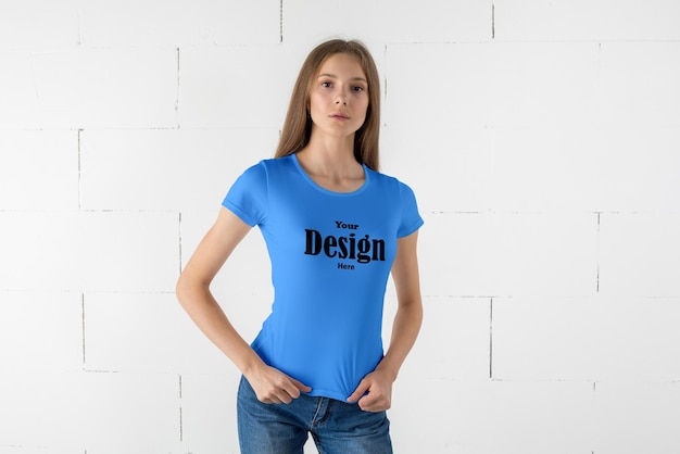 Psd-t-shirt-modell, stilvolles mädchen