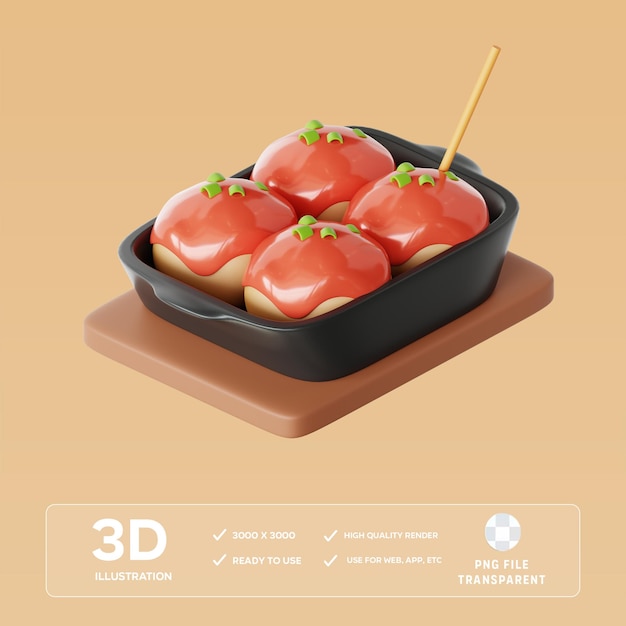 PSD Takoyaki 3D Illustration
