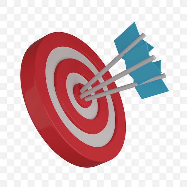 PSD target with arrow in center icon 3d render