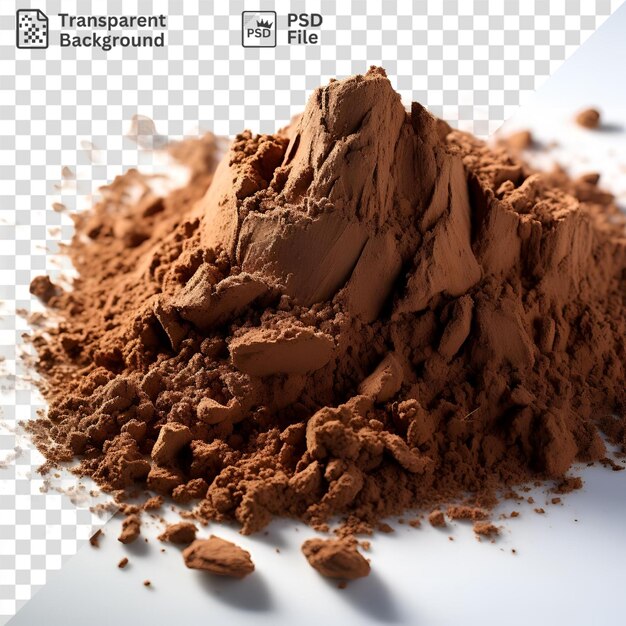PSD psd un tas de poudre de chocolat sur fond blanc