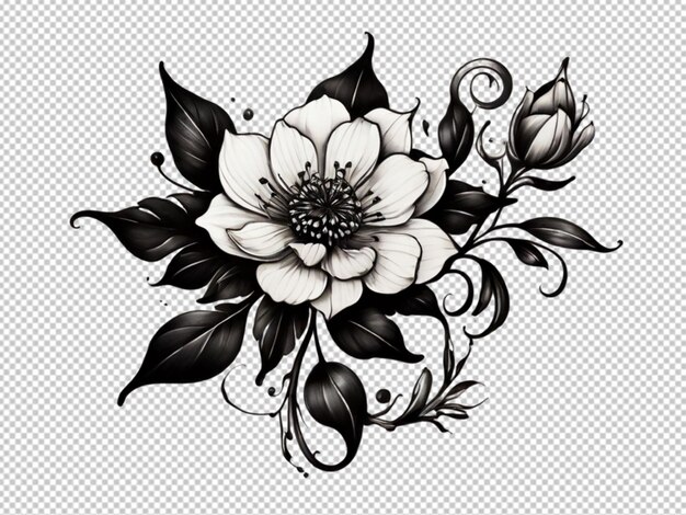 PSD psd d'un tatouage de fleur noire