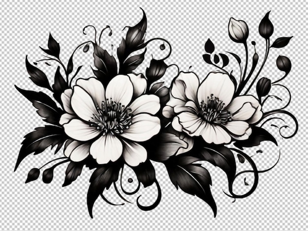 PSD psd d'un tatouage de fleur noire