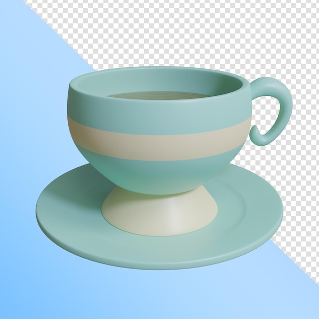 Psd taza de té icono 3d render