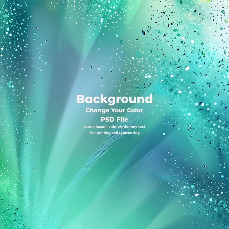 PSD psd teal light burst abstract beautiful rays on dark background with mint and golden sparkles