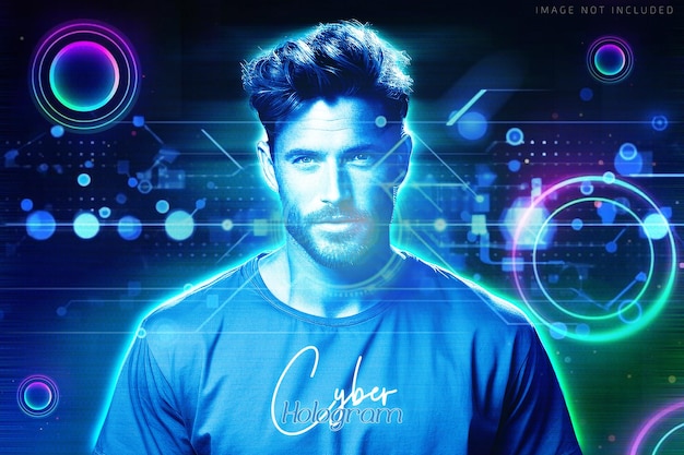 psd technology photo effect and neon light photo effect
