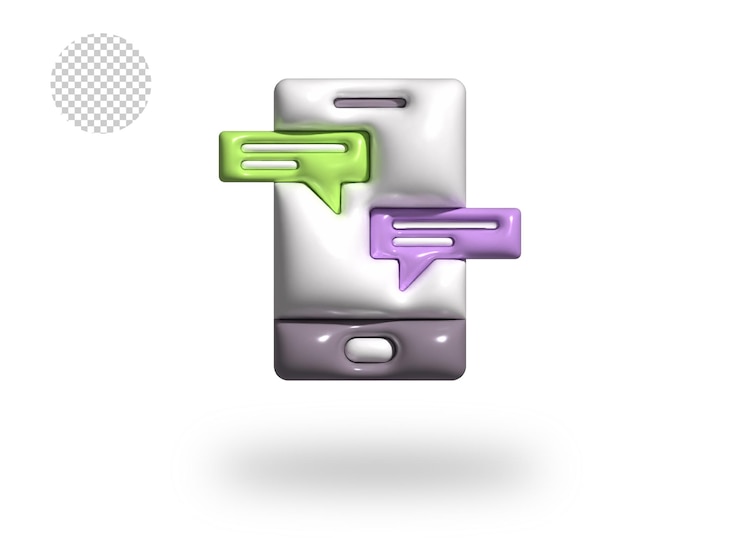 PSD psd teléfono chat transparente cómic burbuja icono 3d render ilustración