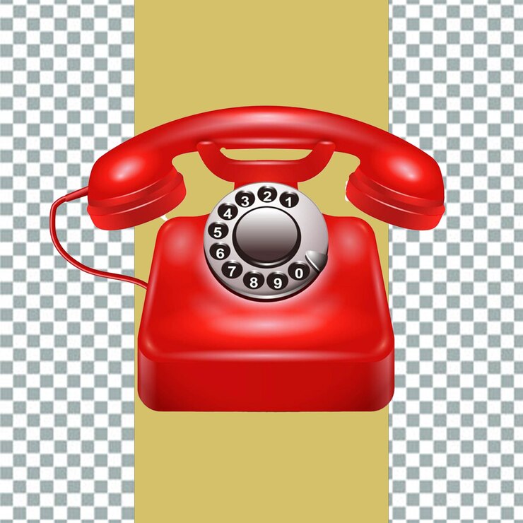 PSD un teléfono rojo con la palabra teléfono en él con fondo transparente