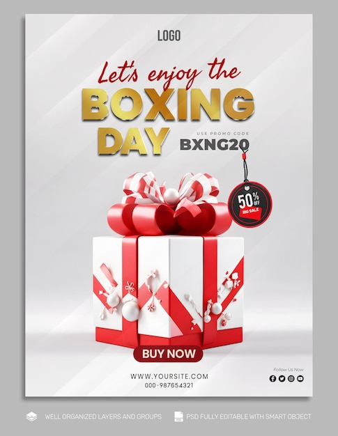 PSD TEMPLATE Banner e Flyer post sui social media del giorno della boxe