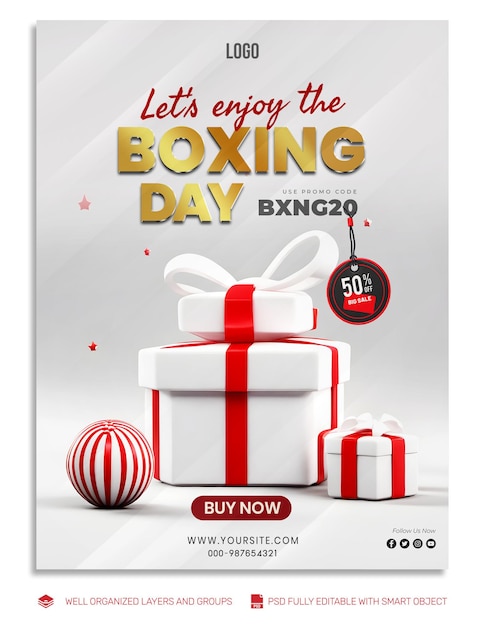 PSD TEMPLATE Banner e Flyer post sui social media del giorno della boxe