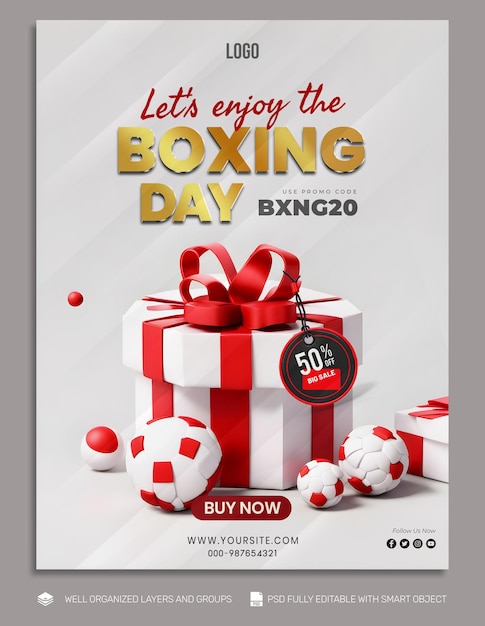 PSD TEMPLATE Banner e Flyer post sui social media del giorno della boxe