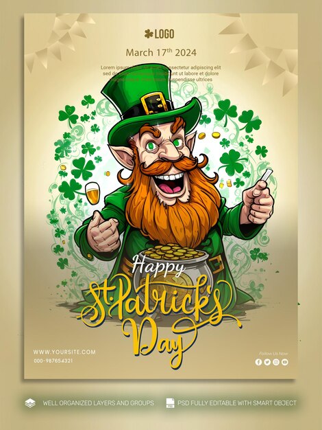 PSD psd template banner und flyer patricks day social media post