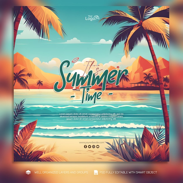 PSD psd template flyer amp banner convidado de verão post nas redes sociais