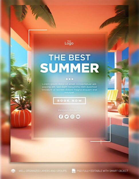 PSD psd template flyer amp banner invitación de verano para el verano