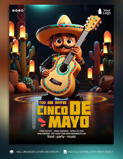 Psd template flyer cinco de mayo medienbeitrag