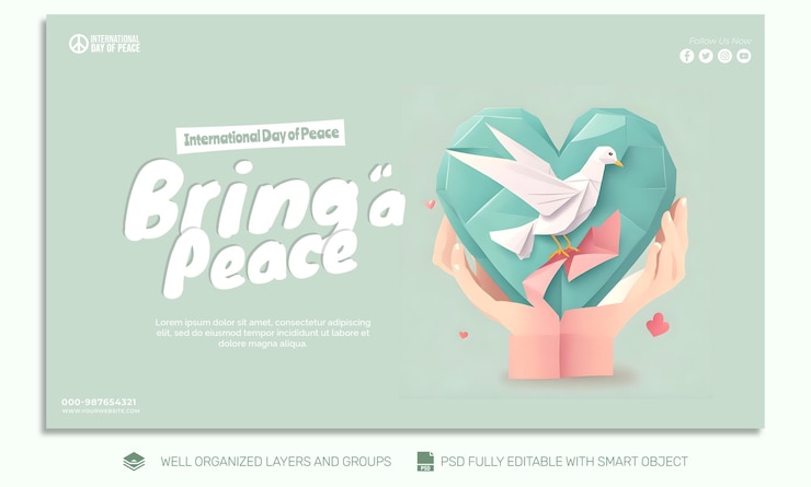 PSD psd template flyer postagem nas redes sociais do dia internacional da paz