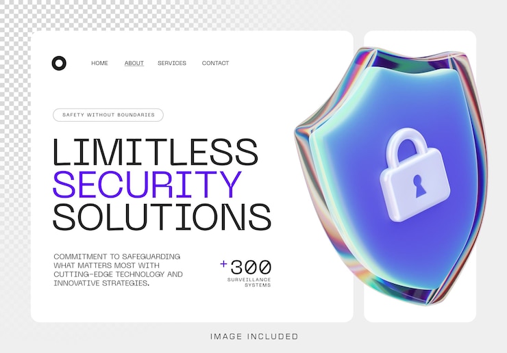 PSD psd template limitless security solutions desenho de página de entrada