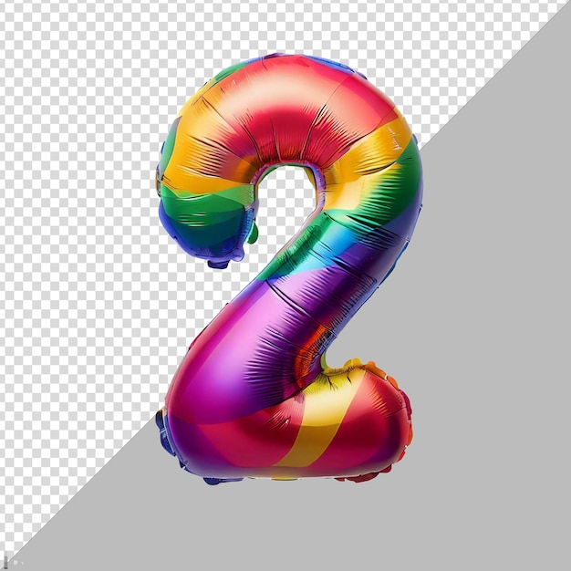PSD template number two made of colored birthday balloon